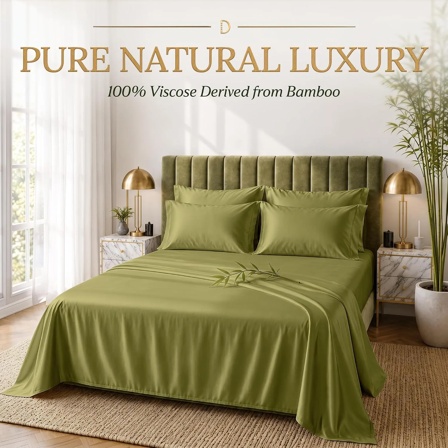 DECOLURE 100% Viscose from Bamboo Sheets King Size | 6 Pc Cooling Bed Set