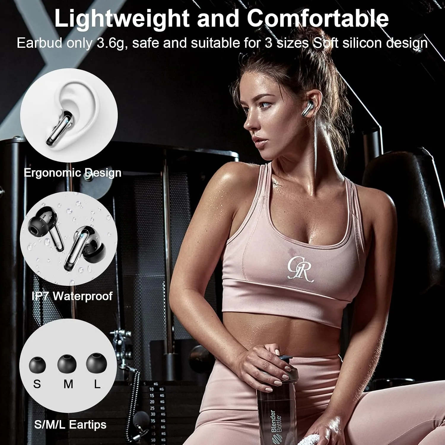 Wireless Earbuds, Bluetooth 5.4 Headphones, ENC Noise Cancelling Ear buds