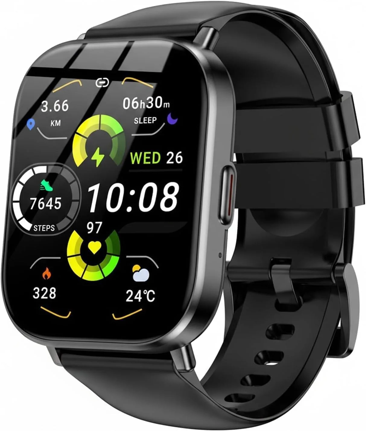 Smart Watch for Men Women, 2.01" HD Fitness Trackers with Heart Rate and Sleep Monitor, Bluetooth Calls & Notifications, 120+ Sport Modes, IP67 Waterproof, Compatible with Android & iOS, Black