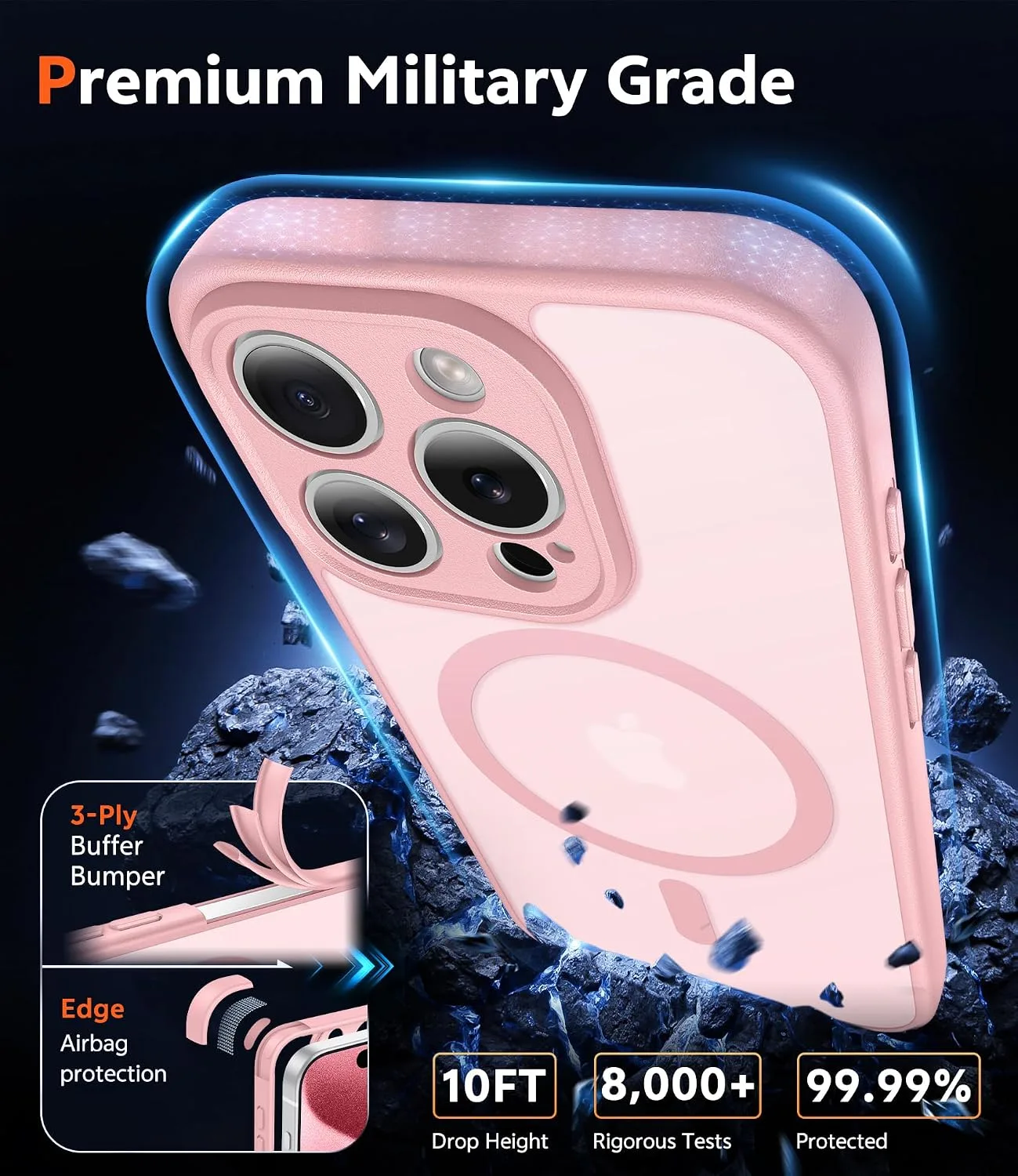 FNTCASE for iPhone 15 Pro Case Compatible with Magsafe Matte Phonecase