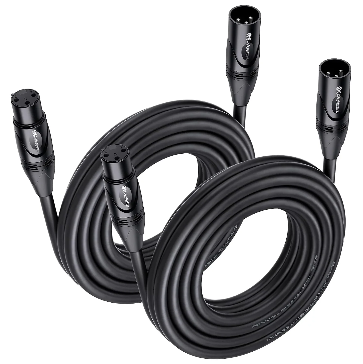 Cable Matters 2-Pack Premium XLR to XLR Cable, Microphone Cable, M-F, 20ft