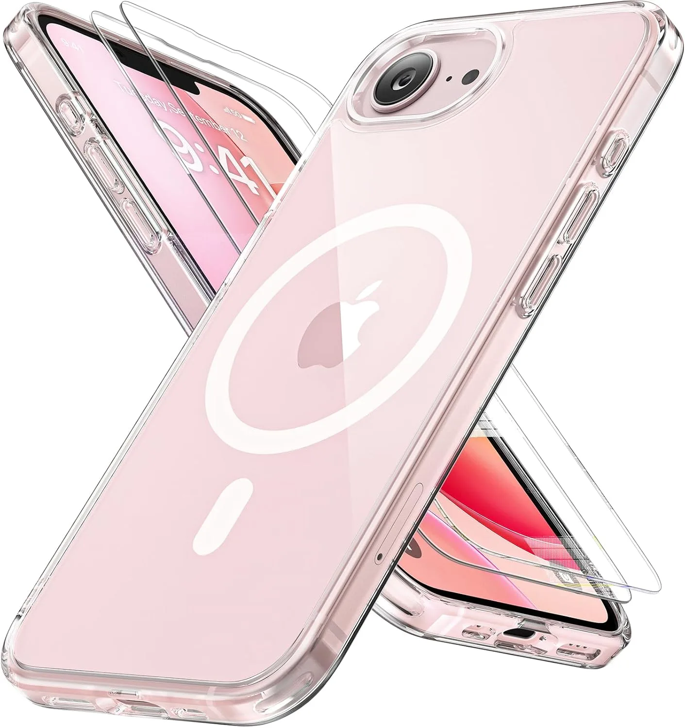 Funda para iPhone 16e/17e Miracase 6.1" transparente con 2 protectores de pantalla 9H+