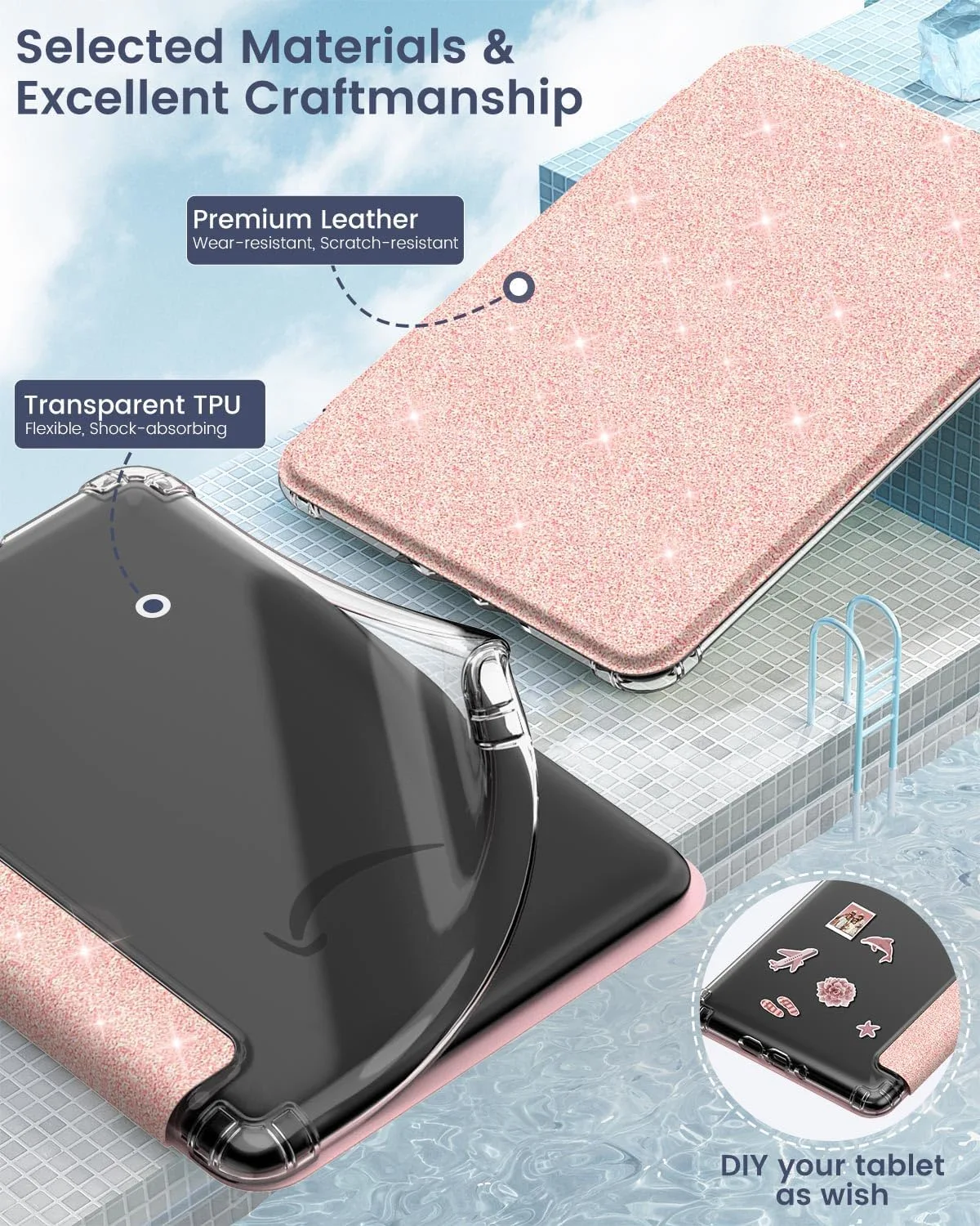 MoKo Case for Kindle Paperwhite 12th Gen & Colorsoft 2024,Glitter Pink