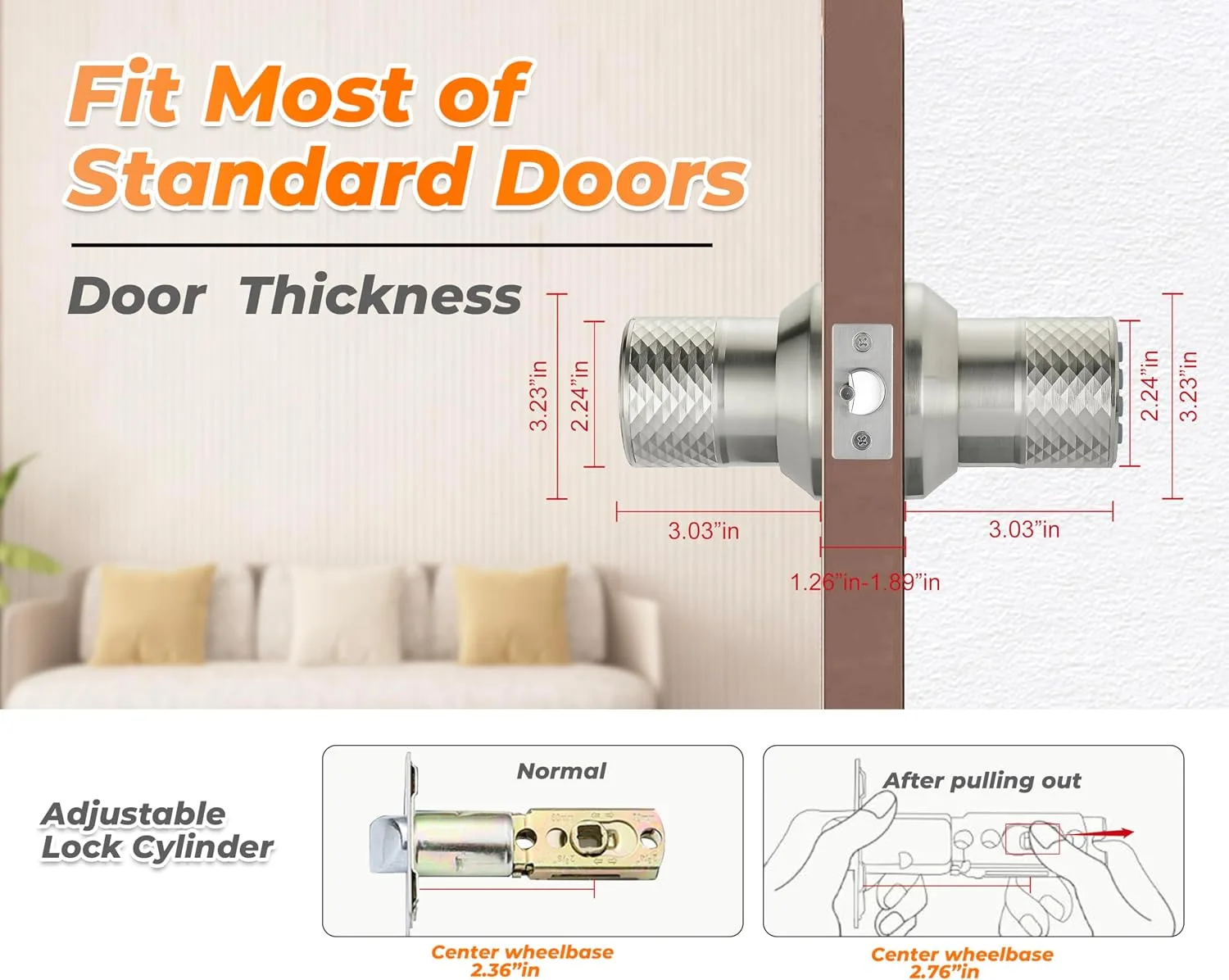 Buoan Electronic Keypad Door Knob, Keyless Entry Door Lock, Nickel
