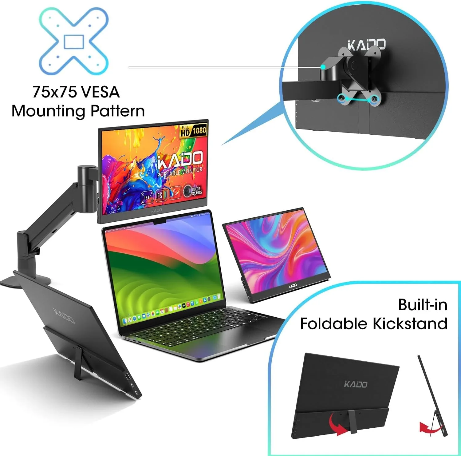 Kado Portable Monitor for Laptop, 15.6-inch IPS 1920x1080 Second Display