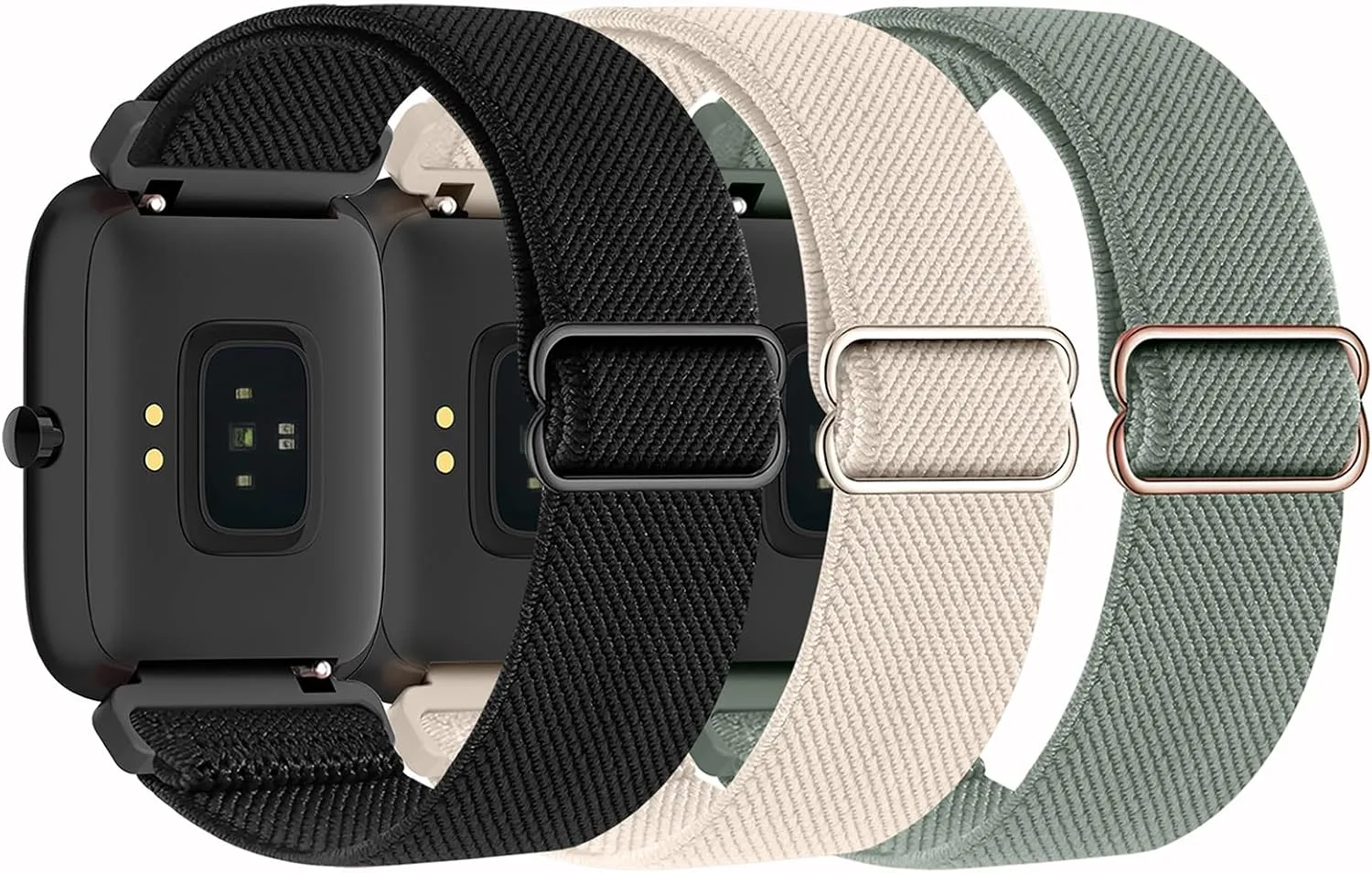 3 Pack Stretchy Nylon Band Compatible with SKG Smart Watch Bands for Women Men, Quick Release Soft Elastic Strap Replacement Wristbands for SKG-V7/SKG V7 Pro Smart Watch