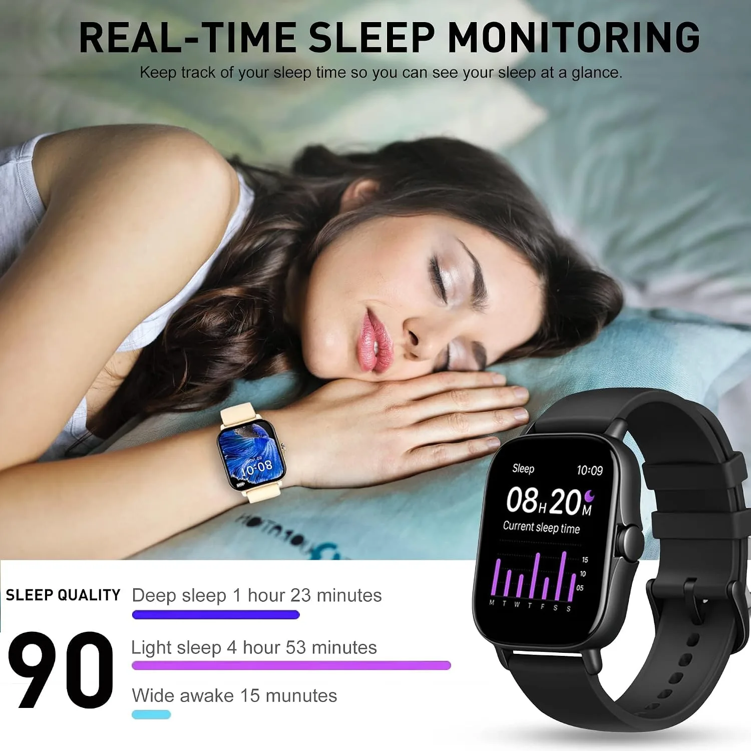Smart Watch, 1.81" Upgraded Full Touchscreen Smart Watch for Android iPhones with Bluetooth Call, Sleep Tracker, Multiple Sports Fitness Tracker with Smart Watches for Women Men (Black)