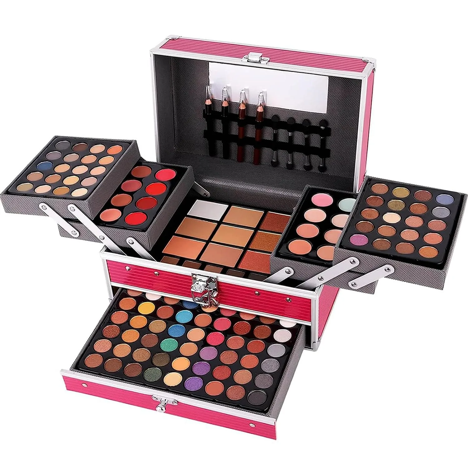 132 Color All In One Makeup Kit,Professional Makeup Case,Makeup Set for Teen Girls,Makeup Palette,Multicolor Eyeshadow Kit (Pink) pink