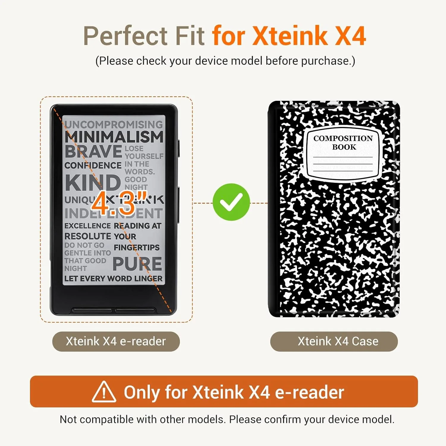 CoBak Magnetic Case for XTEINK X4, Ultra-Lightweight Protective Cover for Xteink X4 E-Reader, Secure Magnetic Attachment(Notekbook Pattern)