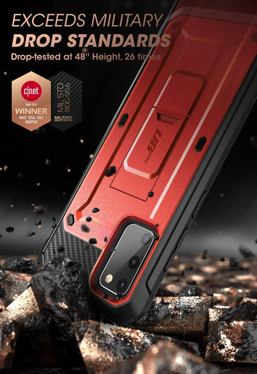 SUPCASE for Galaxy S20 FE Case with Built-in Screen Protector, Ruddy