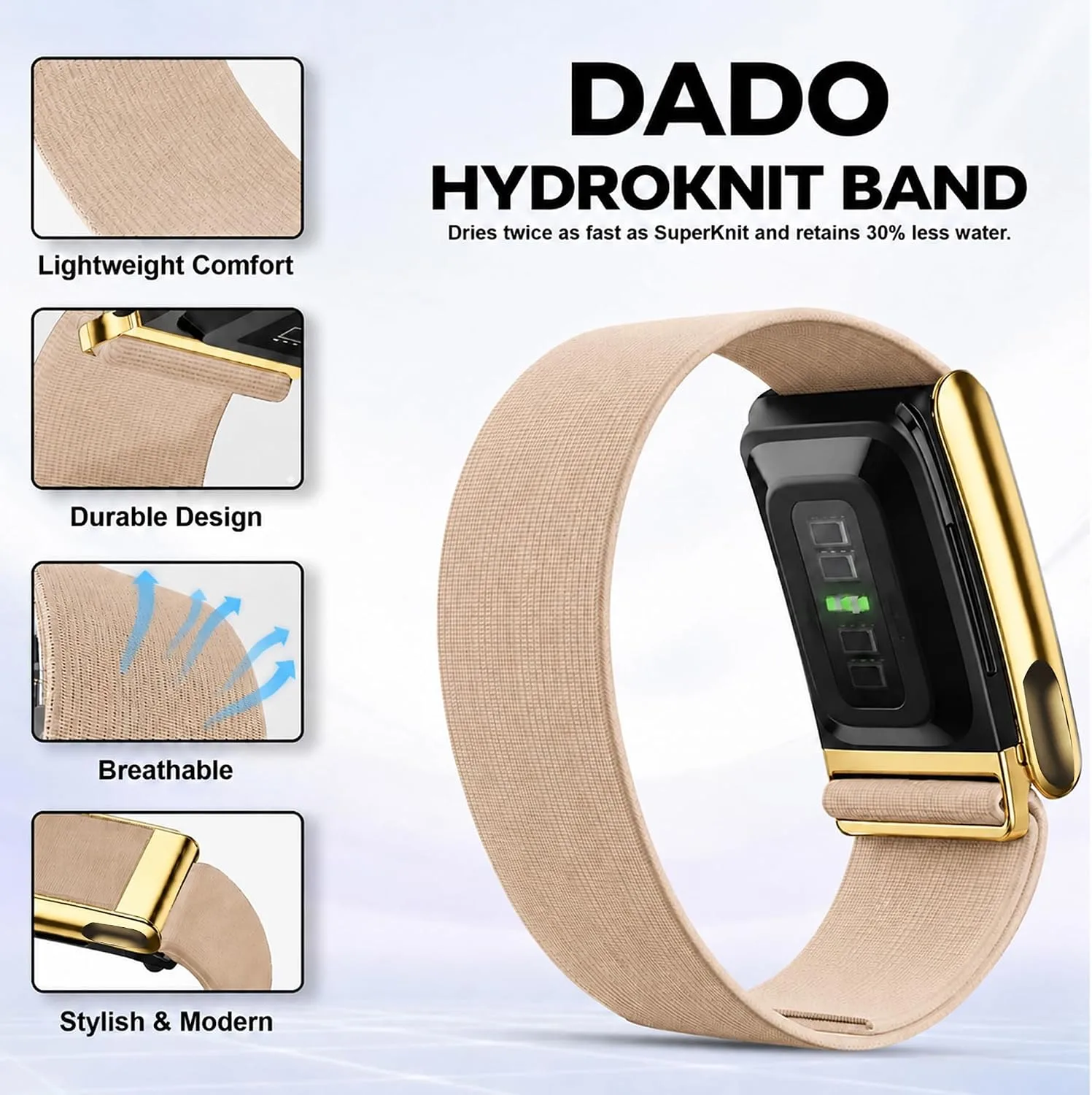 DADO HydroKnit Waterproof Nylon Sport Band Compatible with WHOOP 5.0, One, Peak, and Life | Elastic, Fast-Drying, Water-Resistant, and Comfortable Strap for Active Lifestyles