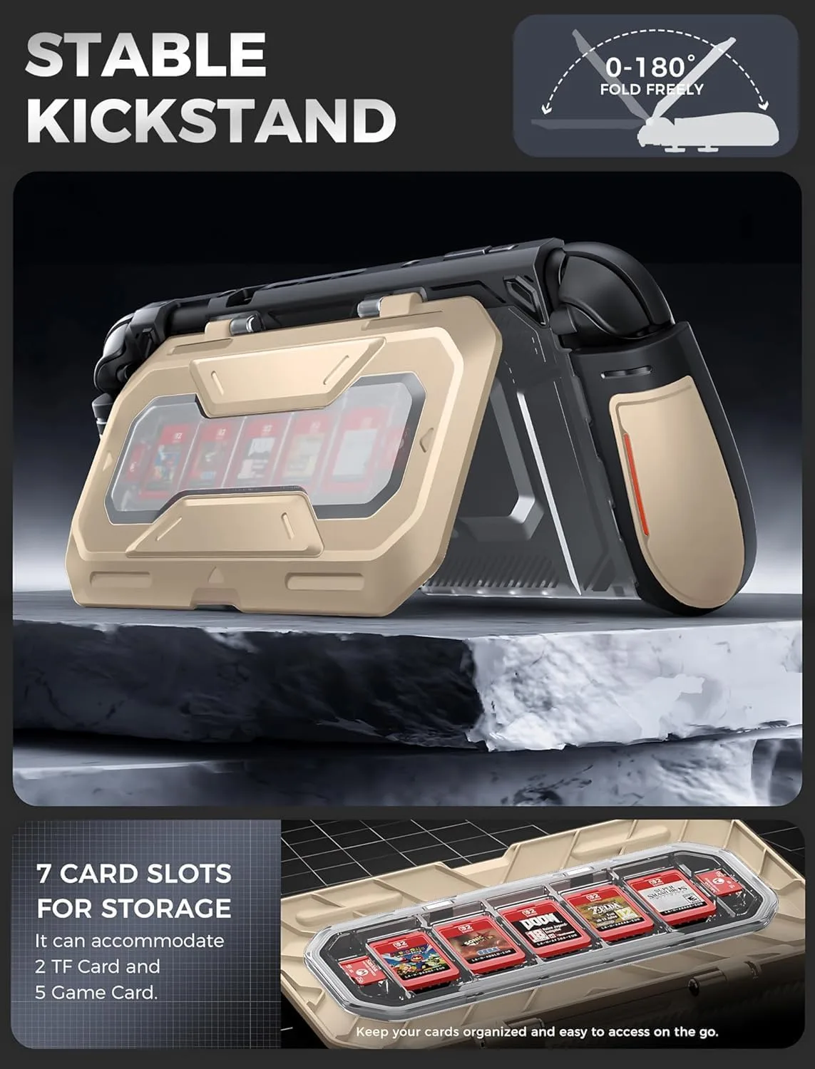 Mumba Titan Case for Nintendo Switch 2 with Kickstand & 7 Card Slots,Desert