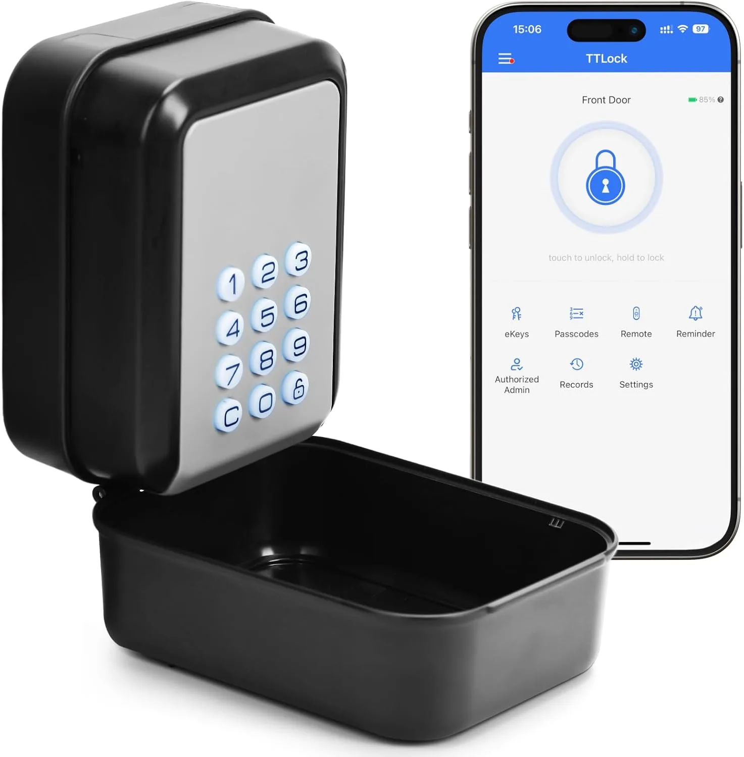 Smart Key Lock Box Electronic Bluetooth Lock Box with APP Control & PIN Code Types,Share eKey Wall Mounted Lock Box for Airbnb Realtor House Office