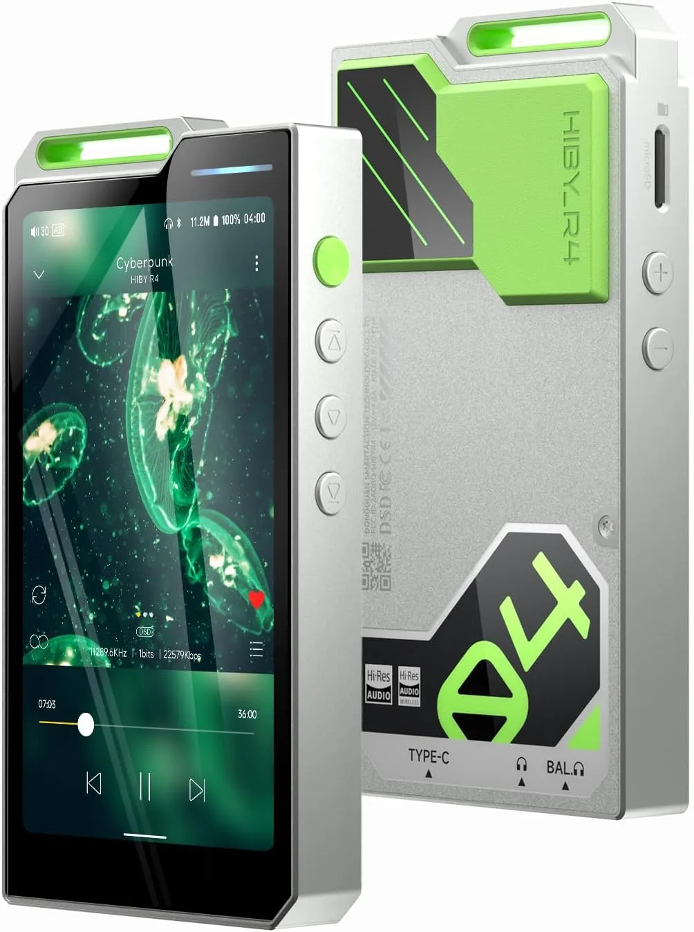 HiBy R4 Android MP3 MP4 Player with Spotify, 4 DAC & Class A Amp, MQA 16X HiFi Lossless Music Player with Bluetooth and WiFi, 3.5mm & 4.4mm Headphone Jack