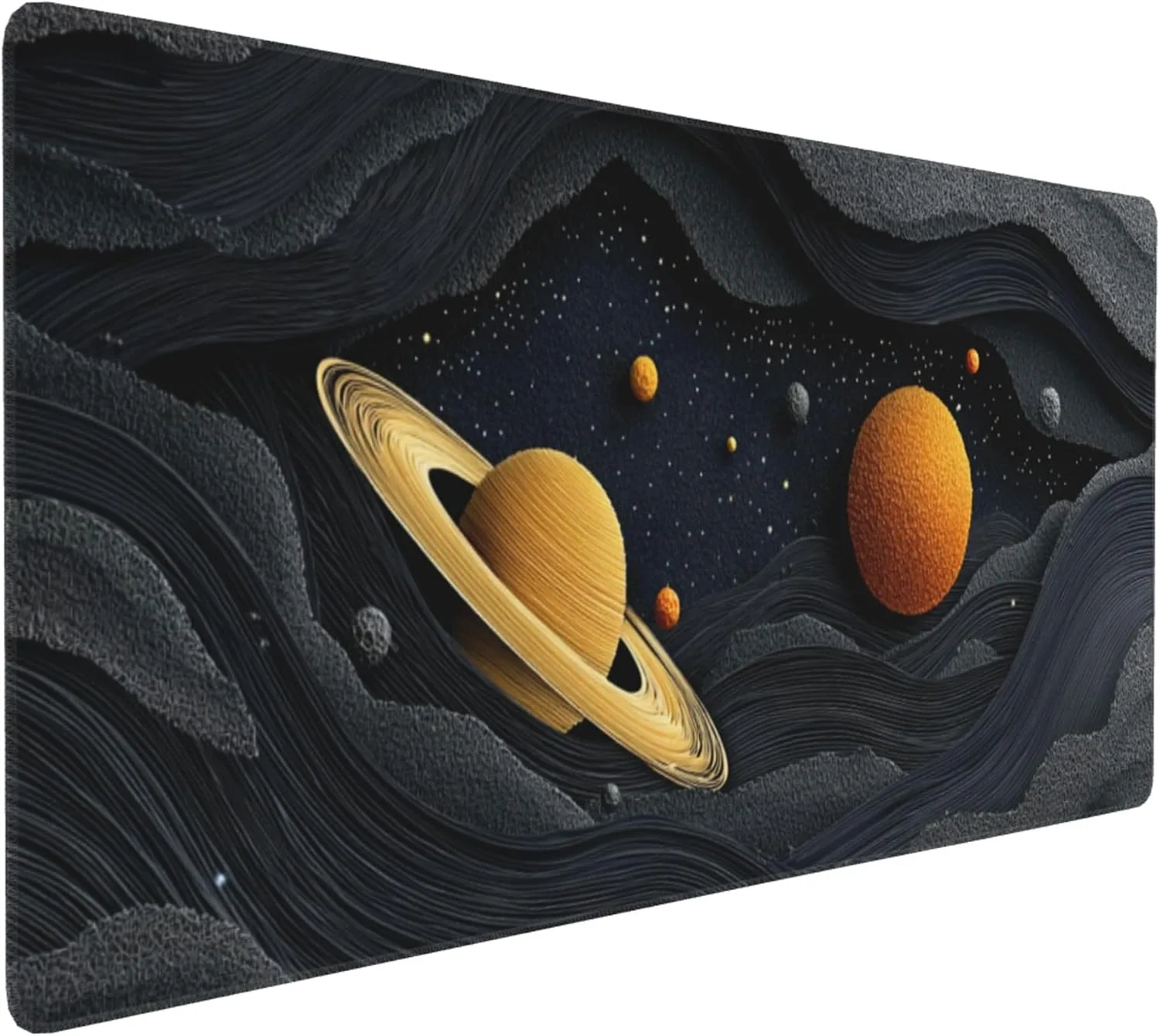 Galactic Space Planet Large Gaming Mouse Pad, Non-Slip Rubber Base, Desk Keyboard Mat, 35.4" x 15.7", Gift for Teens