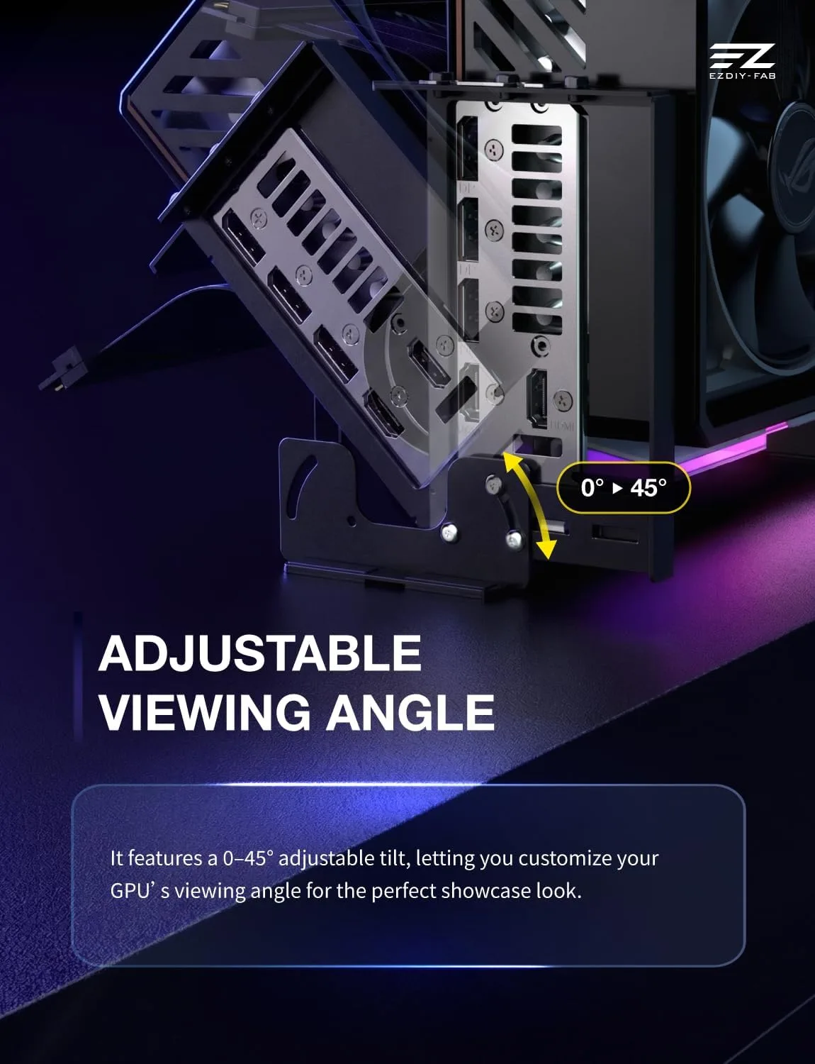 EZDIY-FAB AH18 PCIe 5.0 ARGB Multi-Angle Vertical GPU Mount Kit, Black