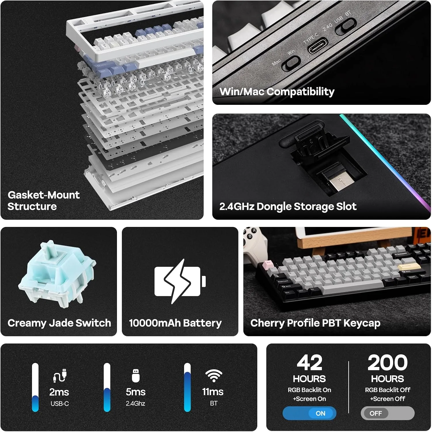 EPOMAKER TH108 PRO Full Size Mechanical Keyboard with Screen & Knob