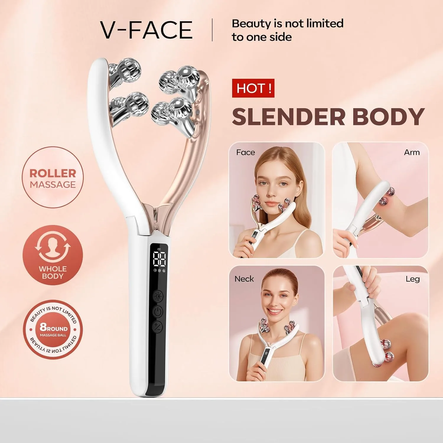 Doge&Vollar Face Roller Massager, Jaw & Tmj Massager for Lymphatic Drainage, Face Sculpting Tool with Vibration & Heating, Relaxation Gift for Home & Travel Use