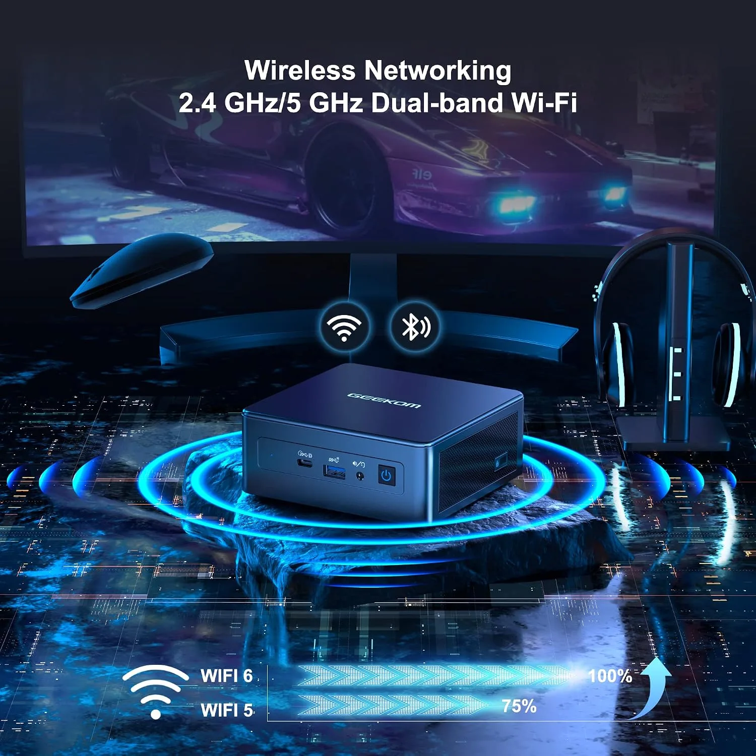 GEEKOM Mini PC Mini IT11, 11th Intel i7-11390H (Up to 5.00 GHz), 16GB DDR4 RAM 512GB M.2 SSD, Support 8K Output/WiFi 6/USB4.0/BT5.2, Home&Office Mini Desktop Computer