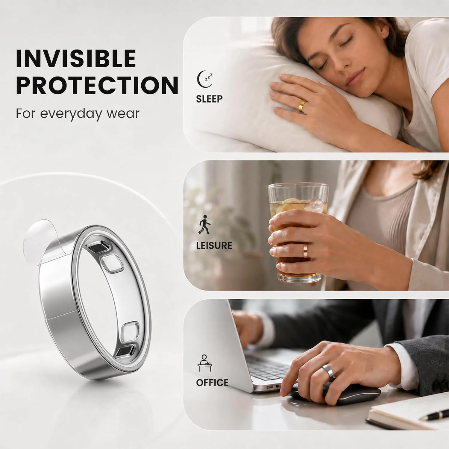 15 Pack Clear Ring Cover Compatible with Oura Ring 5, TPU Skin Protector
