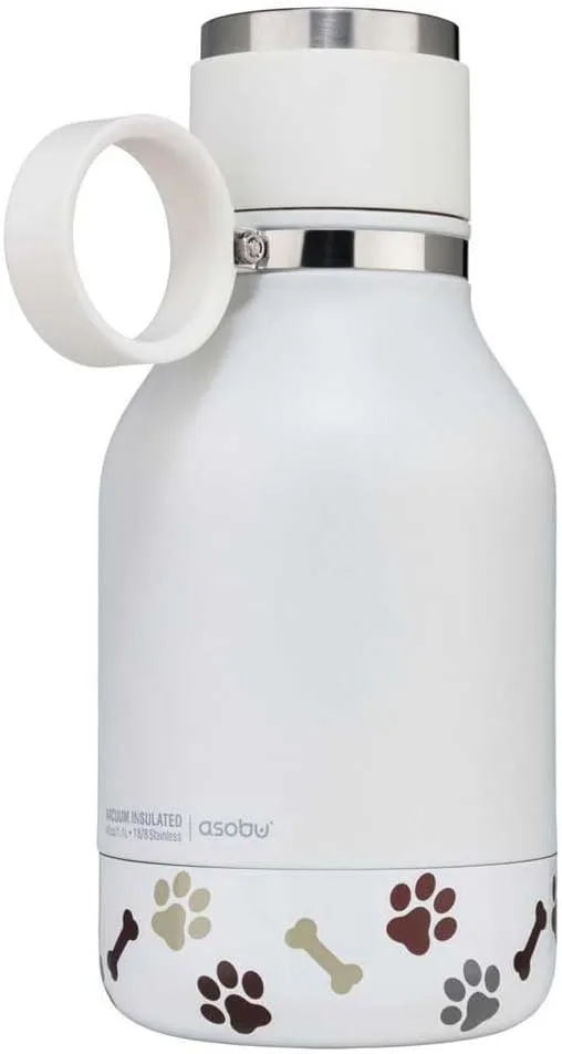Asobu Buddy Bottle a Stainless Steel Insulated Water Bottle for with Removable Dog Water Bowl and Dog Food and Treat Storage Bowl (Burgundy, 37 Oz Water Bottle with Bowl)