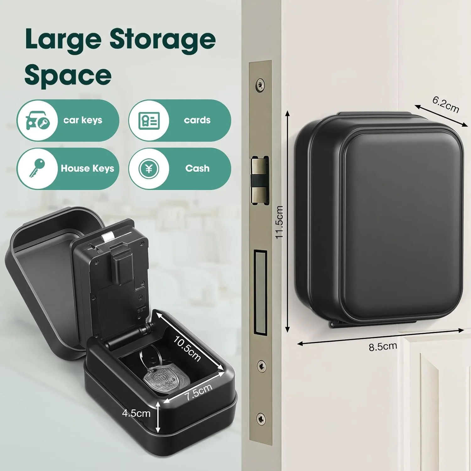 Smart Key Lock Box Electronic Bluetooth Lock Box with APP Control & PIN Code Types,Share eKey Wall Mounted Lock Box for Airbnb Realtor House Office(Black)