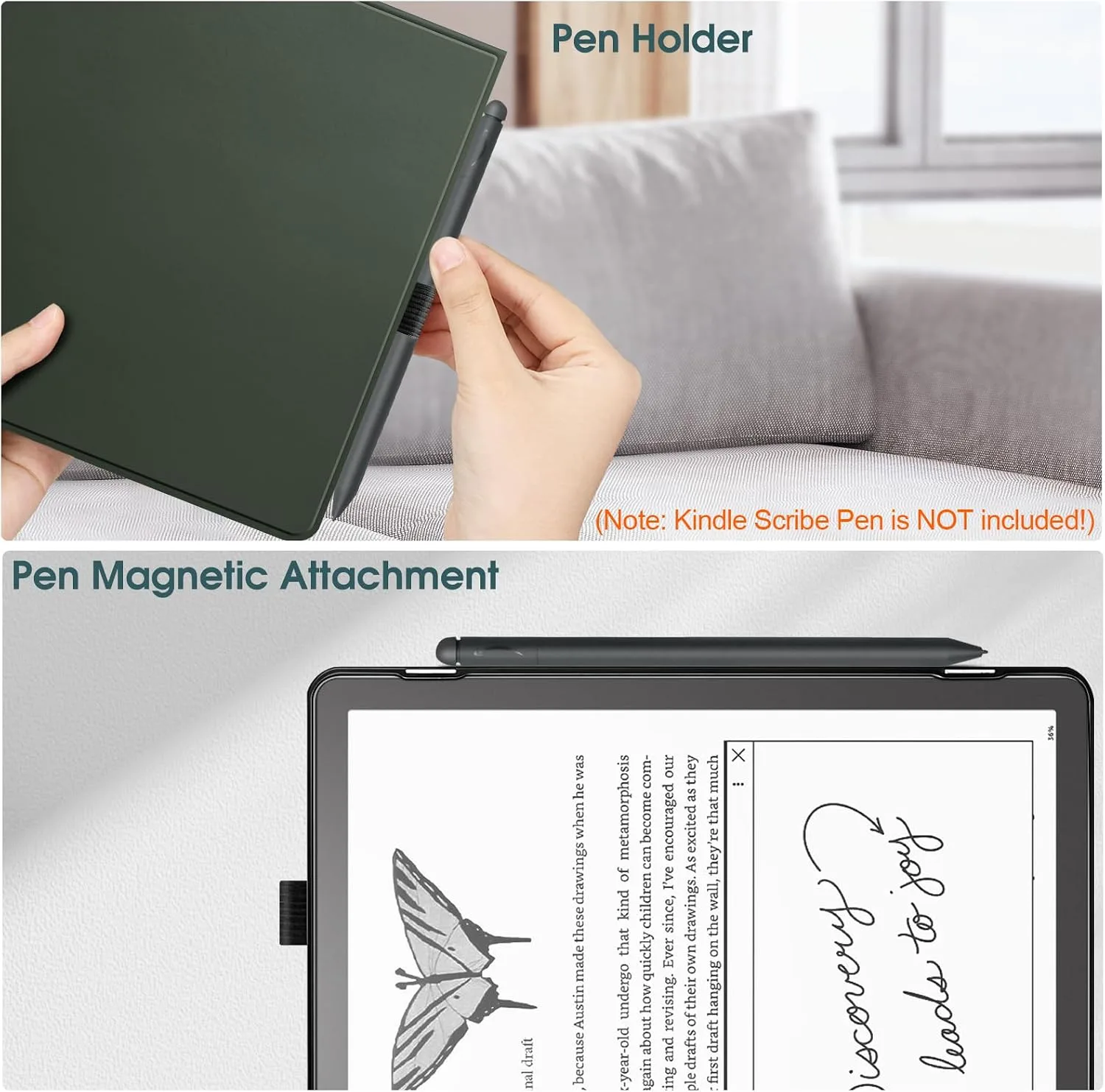 Fintie Slimshell Case for 10.2" Kindle Scribe 2024/2022, Alpine Green