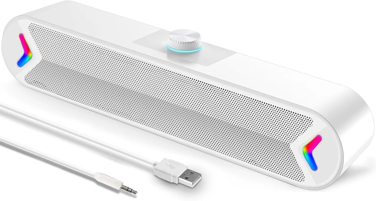 Parlantes para computadora Lenrue A39PRO 10W con luz colorida blanco