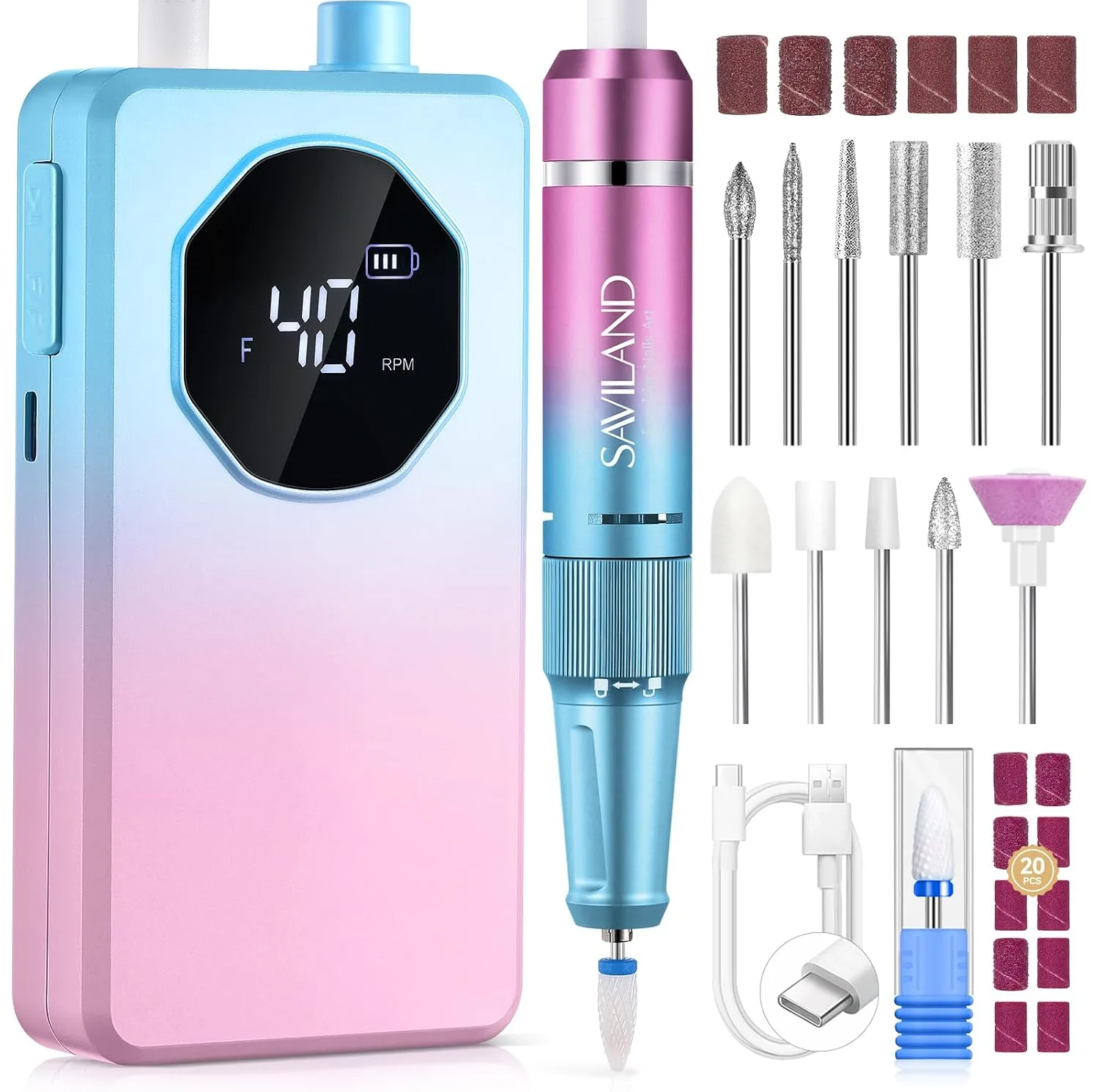 SAVILAND 40000RPM Nail Drill 30S Quick Removal for Acrylic Nails