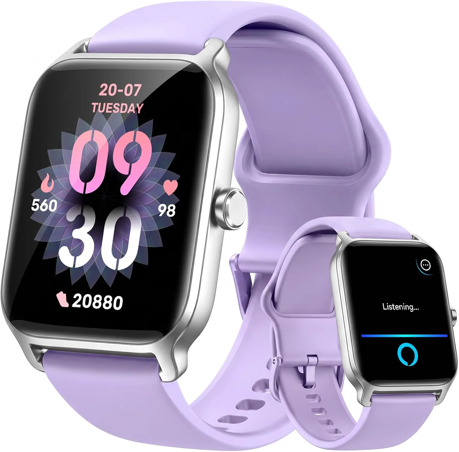 Fitpolo Smart Watches for Women Men, Alexa Built-in 1.8" Fitness Tracker Watch for Android iOS, Waterproof Activity Trackers with 100 Sports, GPS via Phone, Heart Rate Sleep SpO2 Monitor - Purple