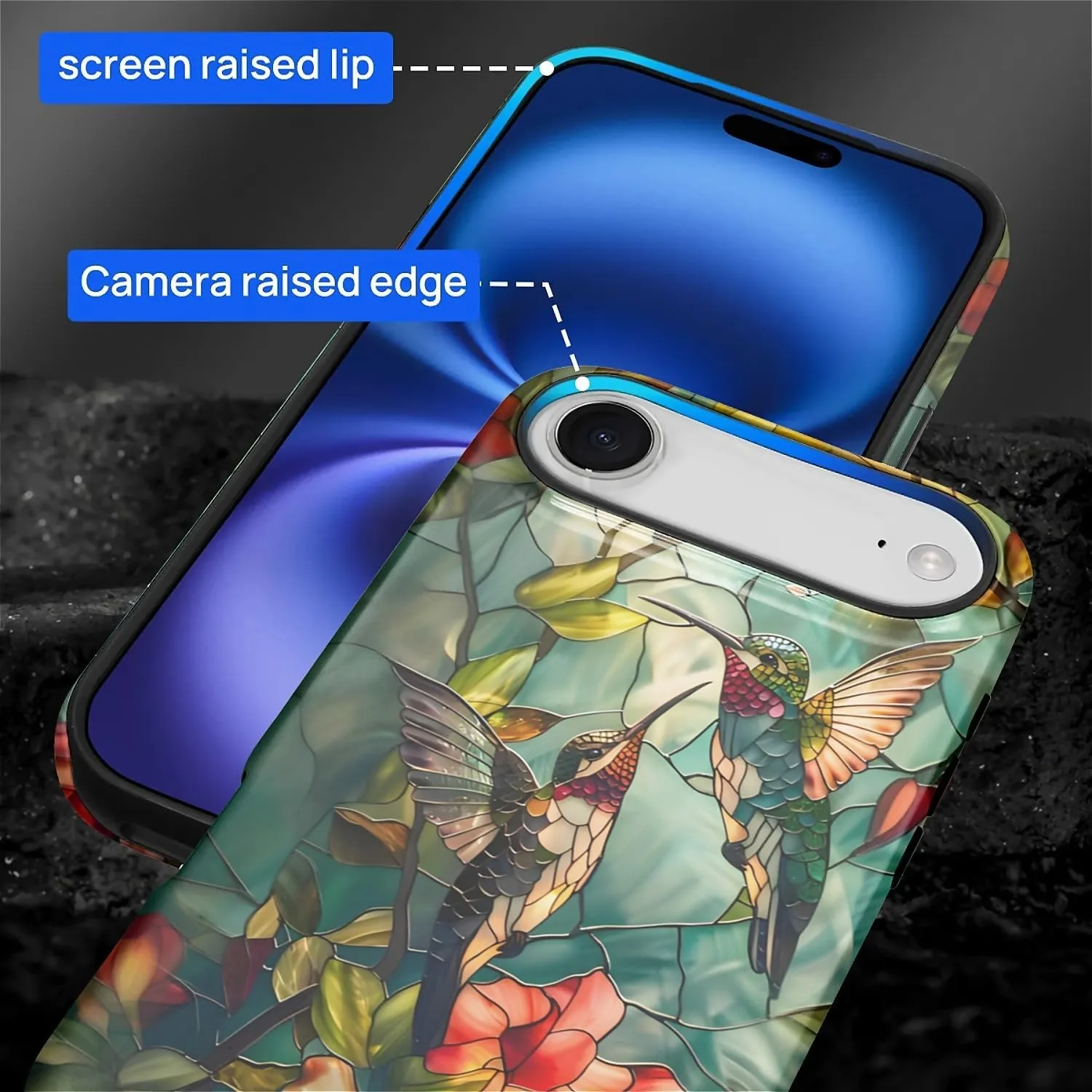 DAIZAG Case for iPhone 17 Air,Mixed 2 Layer Design Shockproof Soft TPU Ddouble Protection Phone Case for iPhone 17 Air-Gorgeous Hummingbird