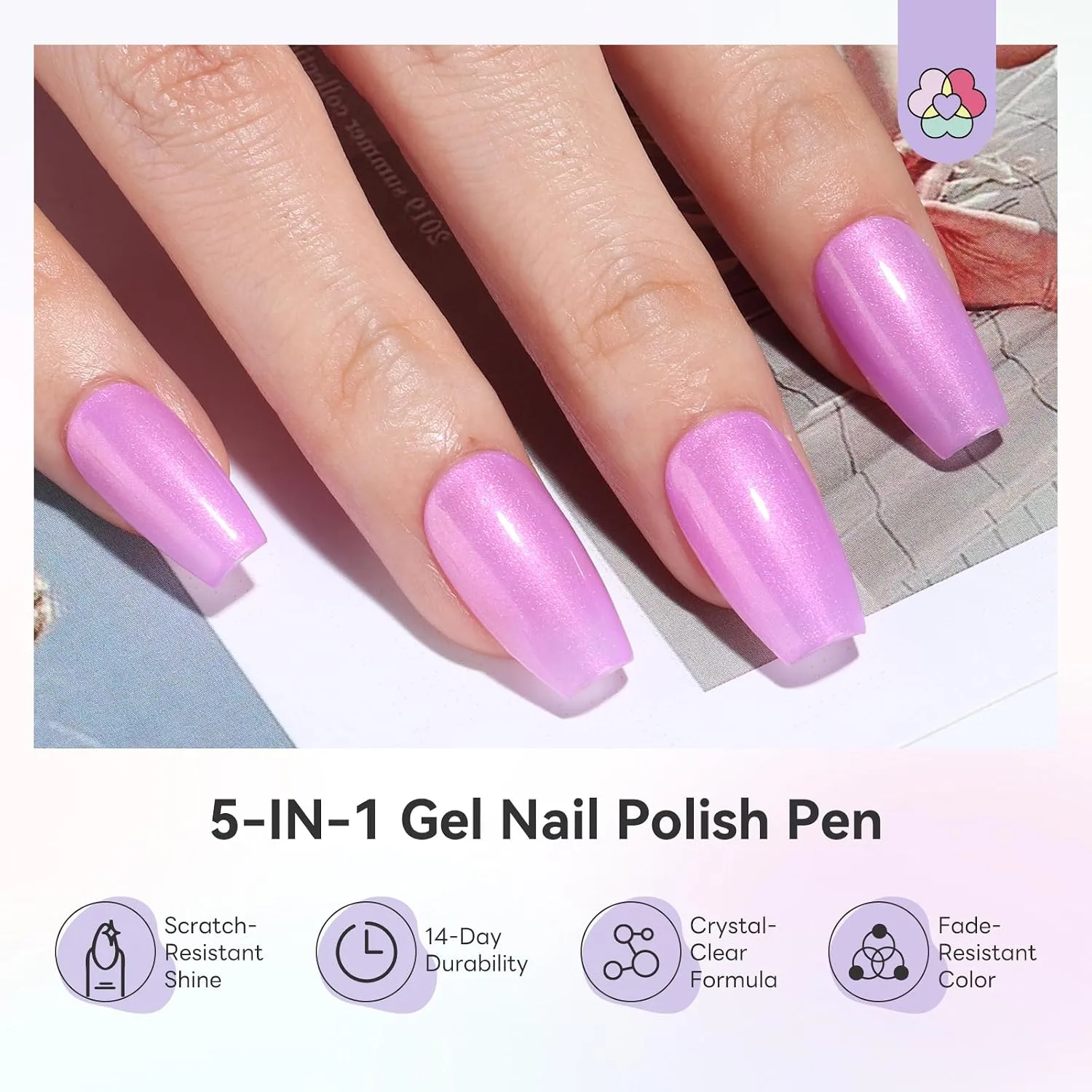 SAVILAND One-Step Gel Nail Polish Pens Set, 6 Colors Pearl Pink Blue