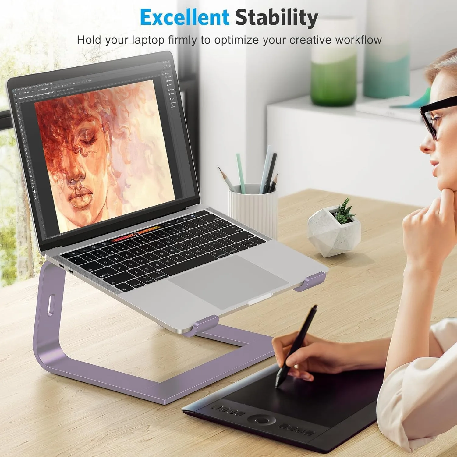 OMOTON Laptop Stand, Detachable Mount for MacBook Air/Pro Dell HP Purple