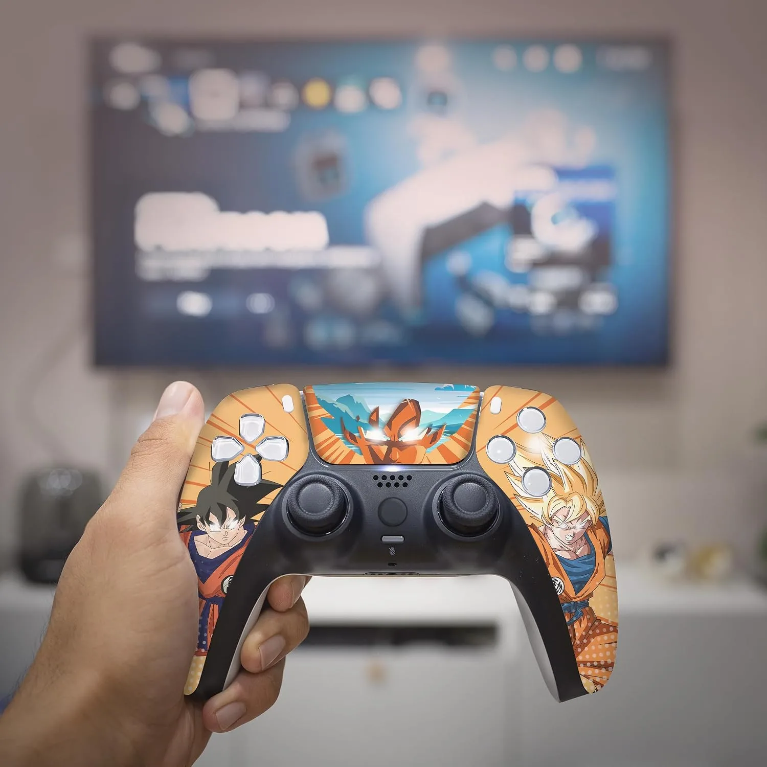 Overpowered Gokku Custom PS-5 Controller Wireless compatible with Play-Station 5 Console by BCB Controllers | Proudly Customized in USA with Permanent HYDRO-DIP Printing (NOT JUST A SKIN) (MODDED)