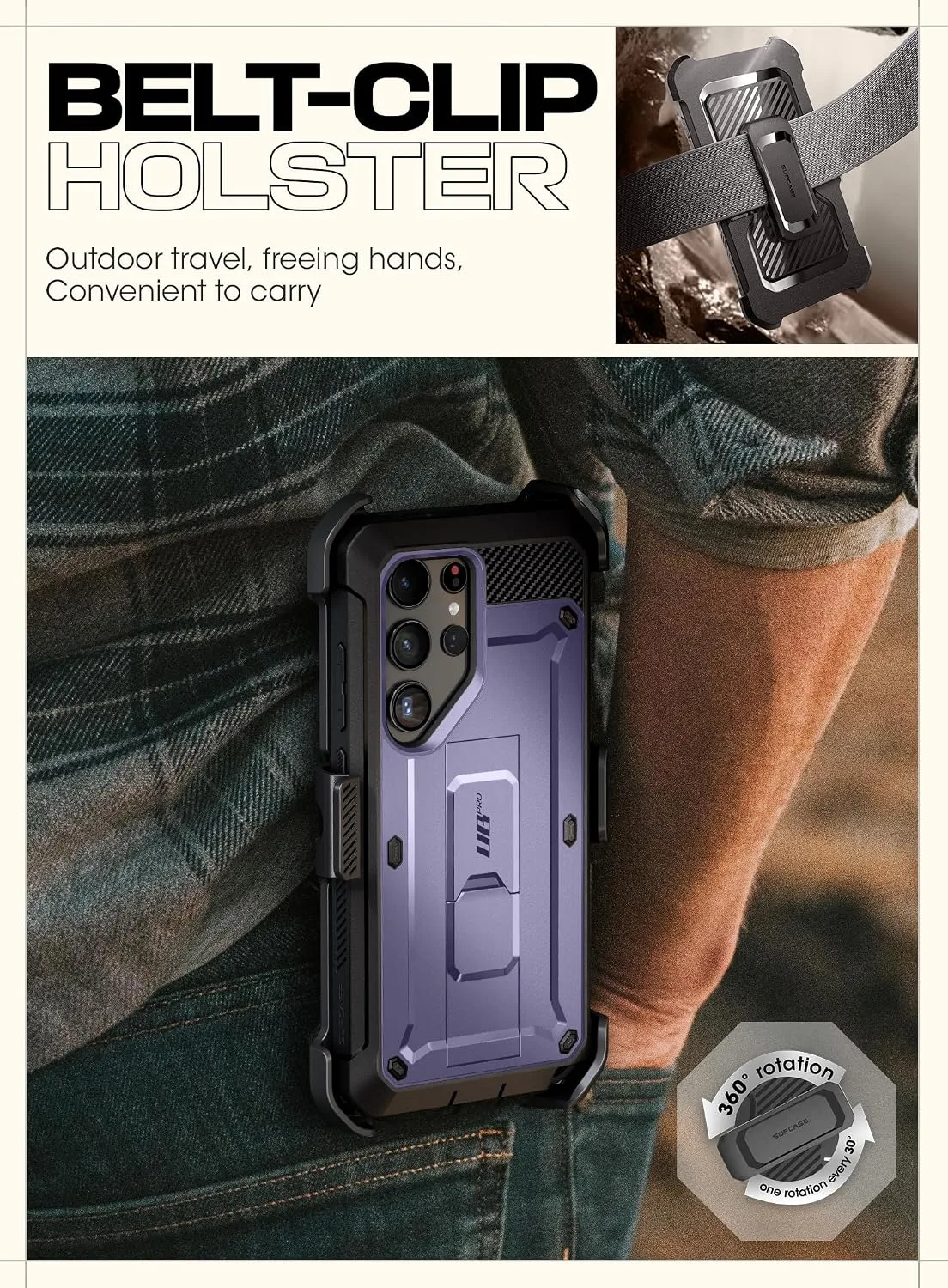 SUPCASE for Galaxy S24 Ultra Case with Built-in Screen Protector, Mauve