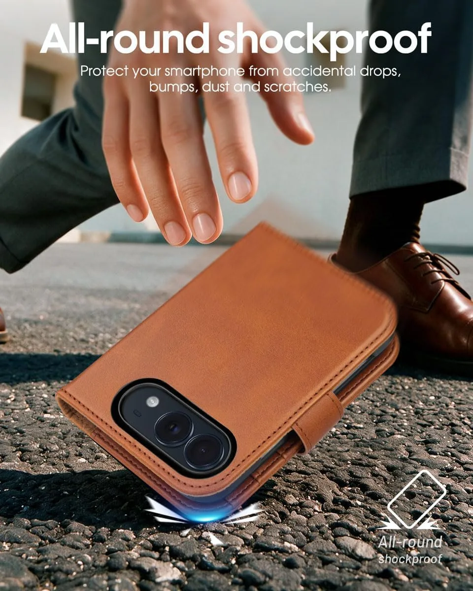 OCASE for iPhone Duo Wallet Case with Card Holder, Brown