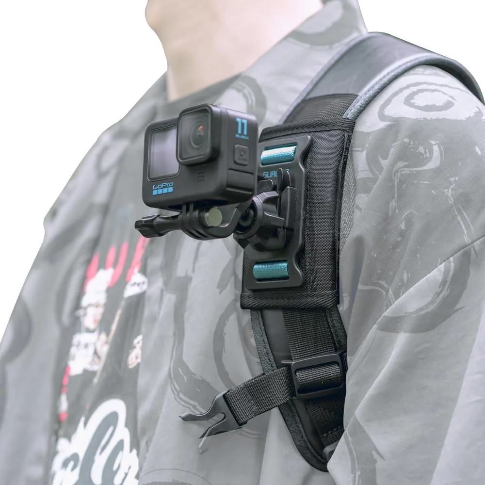 Soporte para mochila con gancho J y bola universal Surewo compatible con GoPro y DJI Osmo Action negro