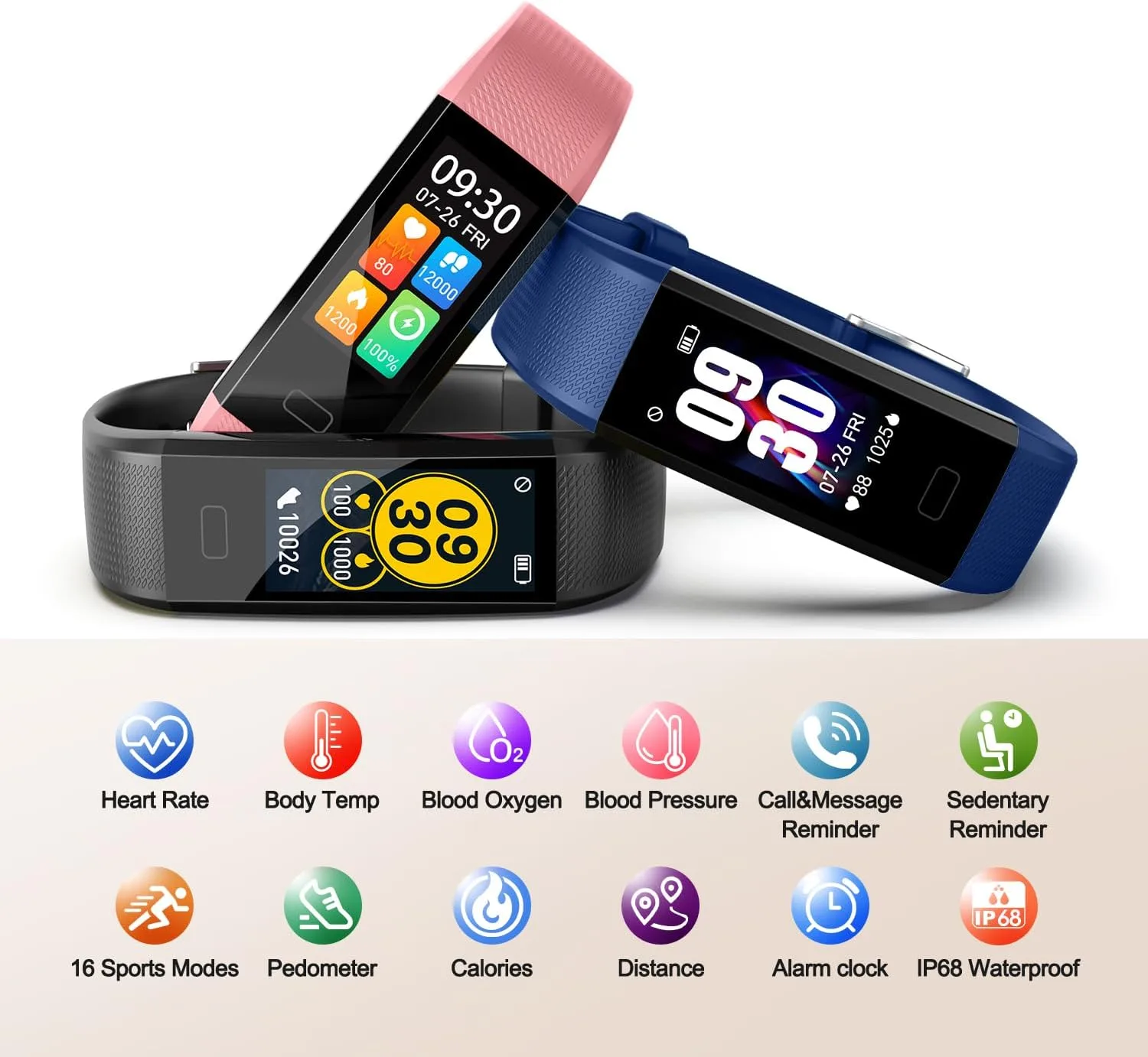 Fitness Tracker with Step/Distance/Calories Counter for Women Men