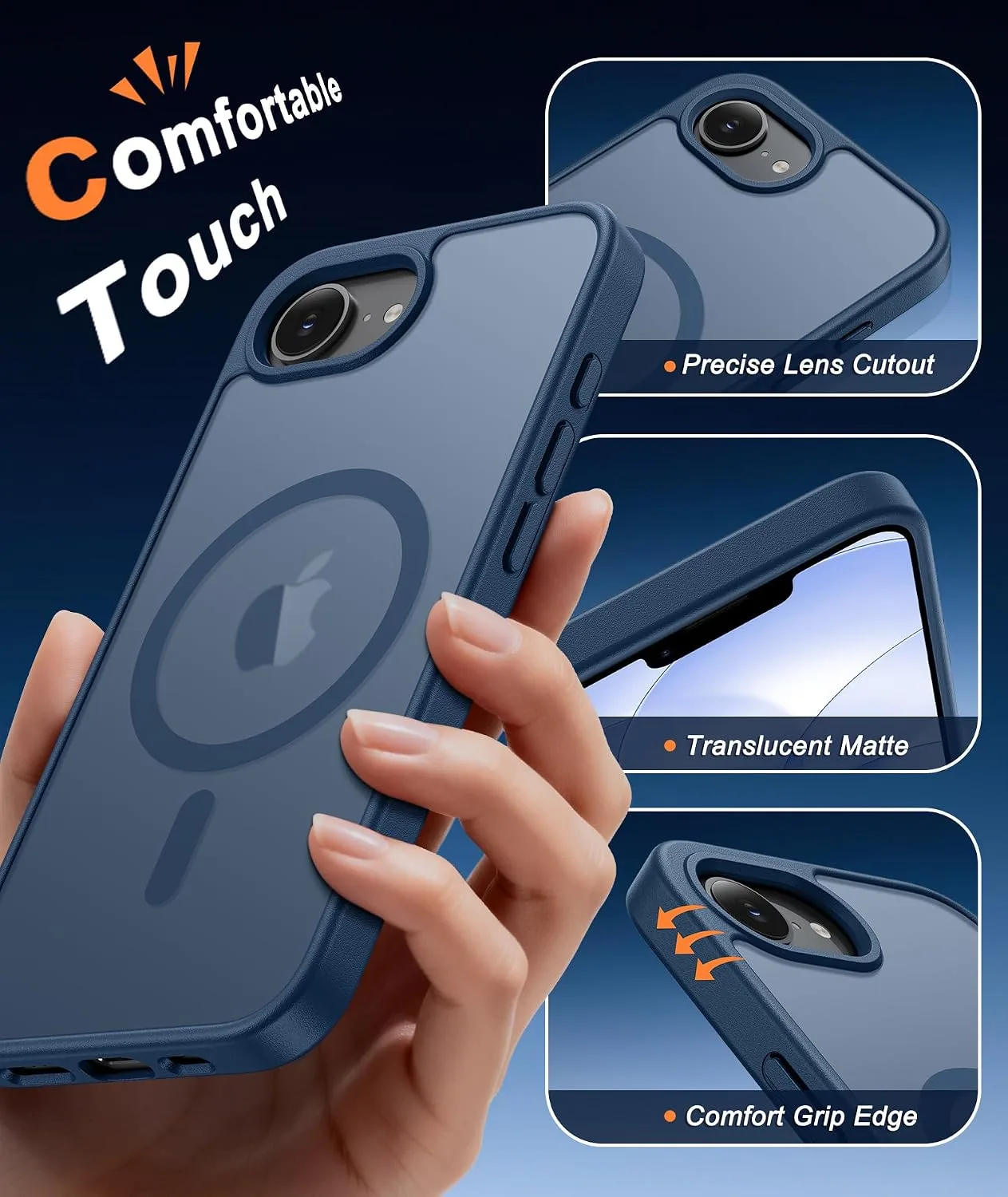 FNTCASE for iPhone 17e / 16e Case Fit for MagSafe Blue