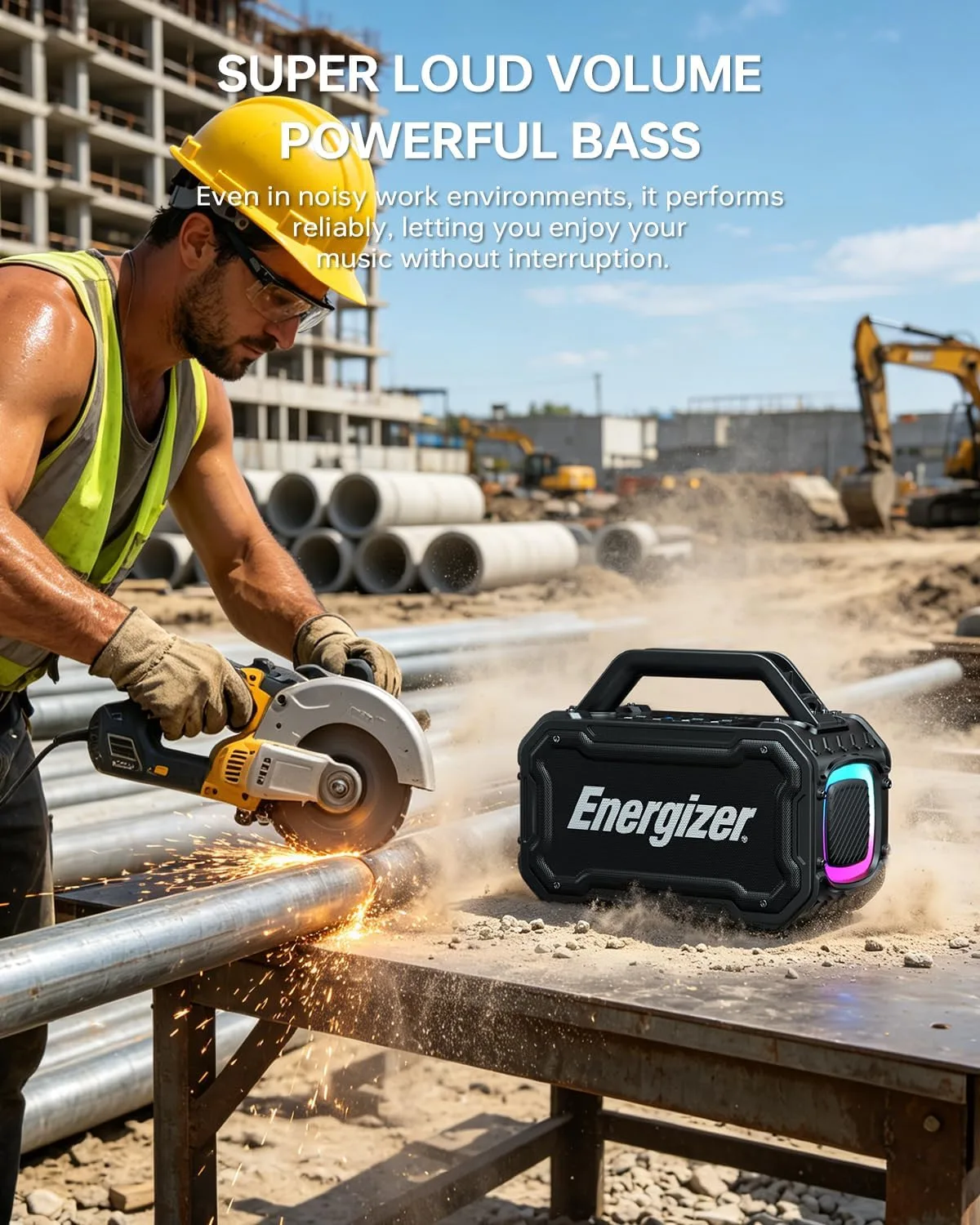 Energizer Outdoor Bluetooth Speakers, 100W Peak Portable Wireless Speaker