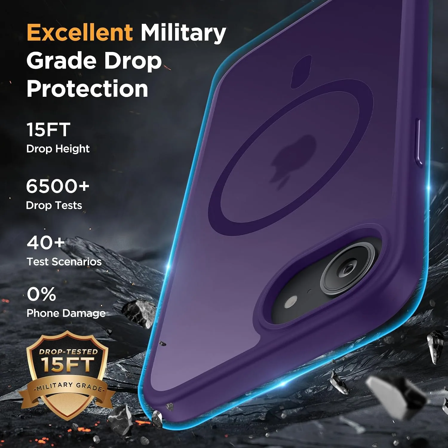 miracase for iPhone 16e case & iPhone 17e Case for MagSafe [with 2×9H+ Screen Protectors] TOP Military-Grade Protection Shockproof with Velvet Touch for iPhone 16e/17e Phone Case 6.1", Dark Purple