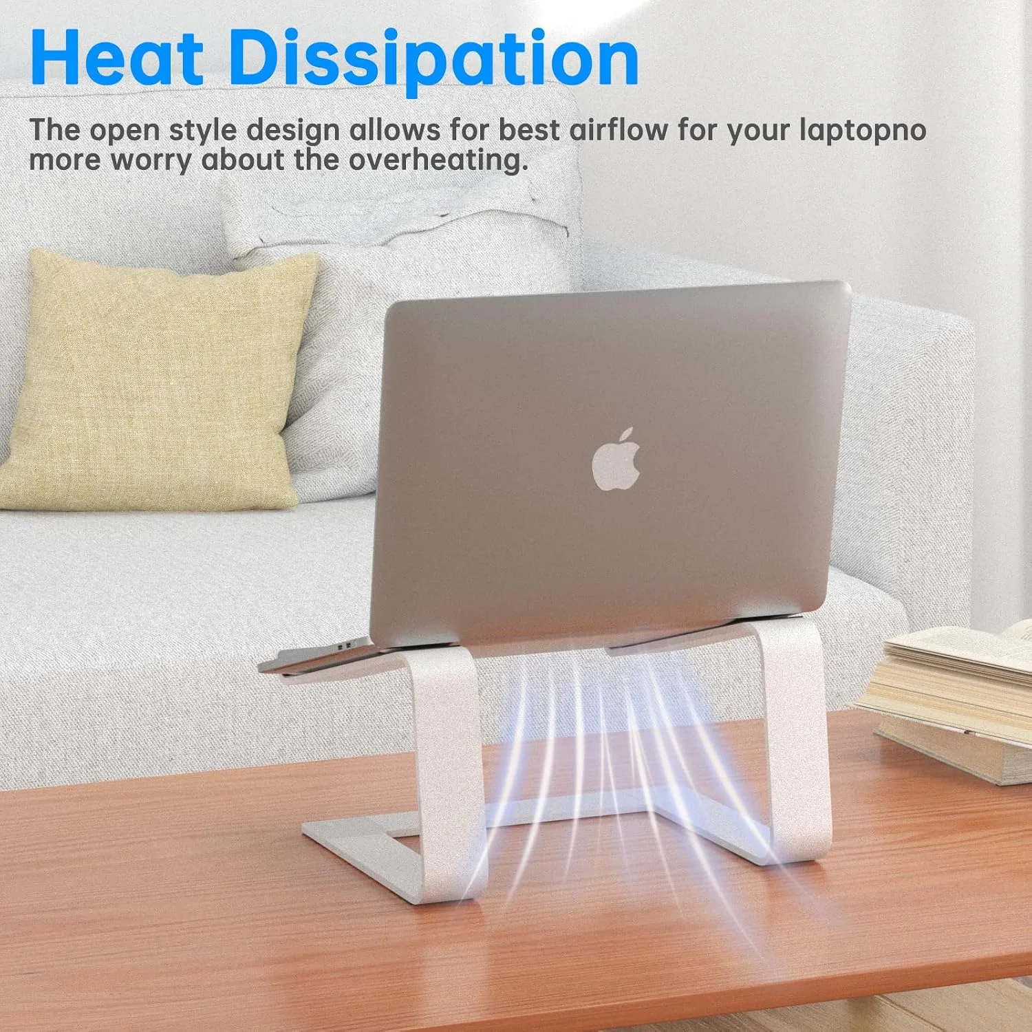 GleYo Laptop Stand for Desk Portable Computer Riser Metal Notebook Holder Printer Stand Office Desk Accessories Compatible with MacBook Air, Pro, Dell, HP, Lenovo and All 10-16" Laptops, Silver