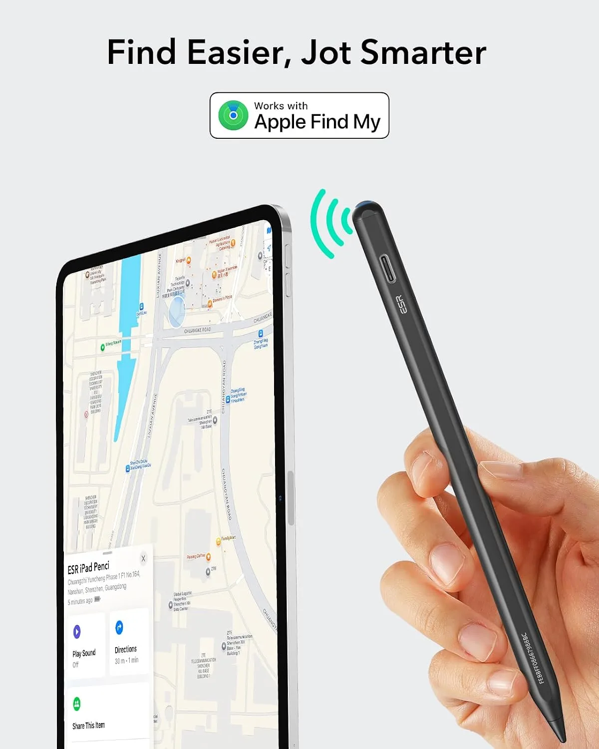 ESR Geo Digital iPad Pencil for iPad 2018-2026, FindMy, Easy Shortcuts