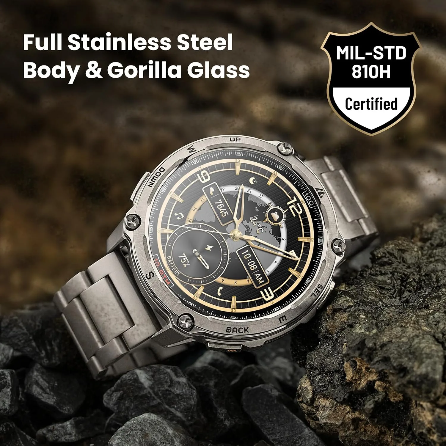 KOSPET Tank T4 Special Edition Smart Watch with Dual-Band GPS, Offline Maps
