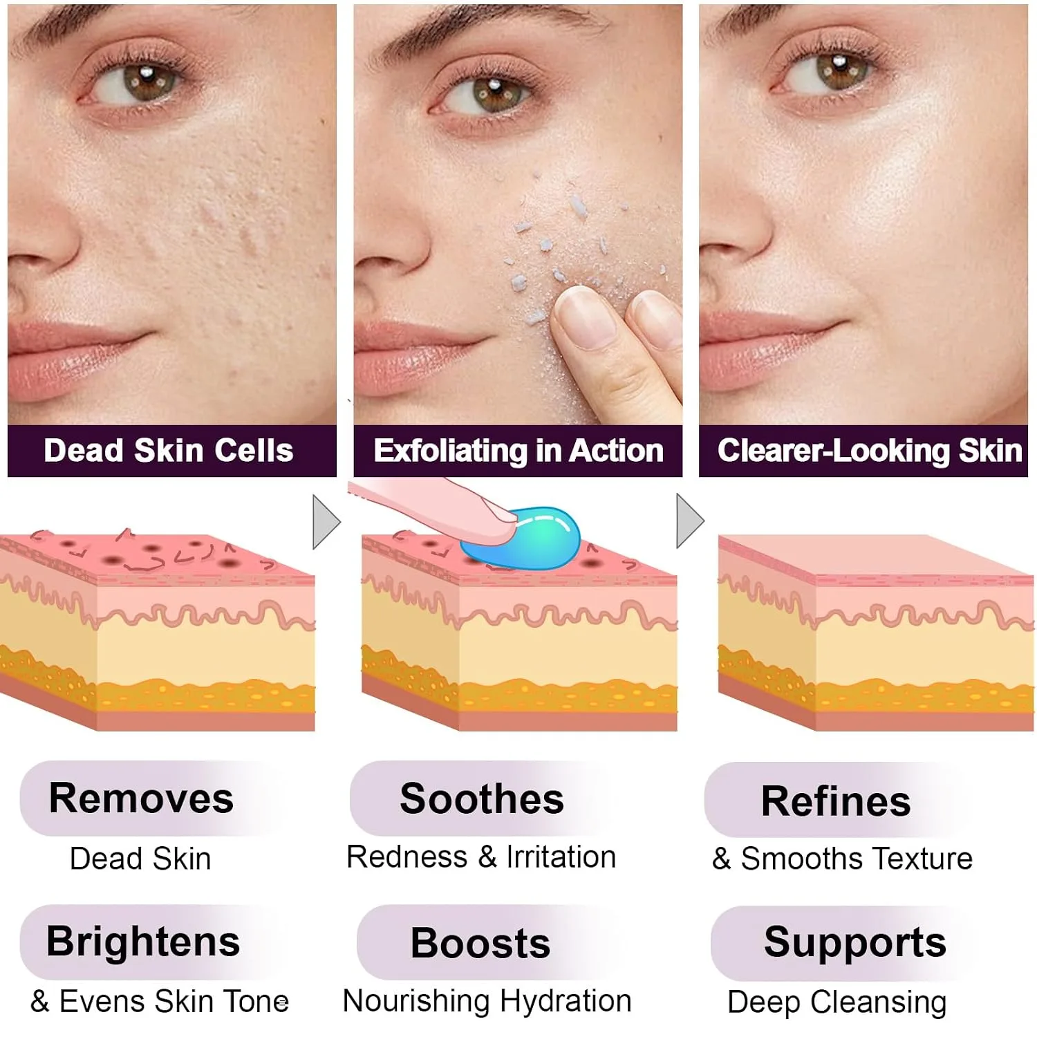 Black Rice Exfoliant, Peel Shot Glow Exfoliating Face Serum, Korean Skin Care Soft Exfoliating Body Scrub Dead Skin Cells, Blackheads Remover For All Skin Types 100ml