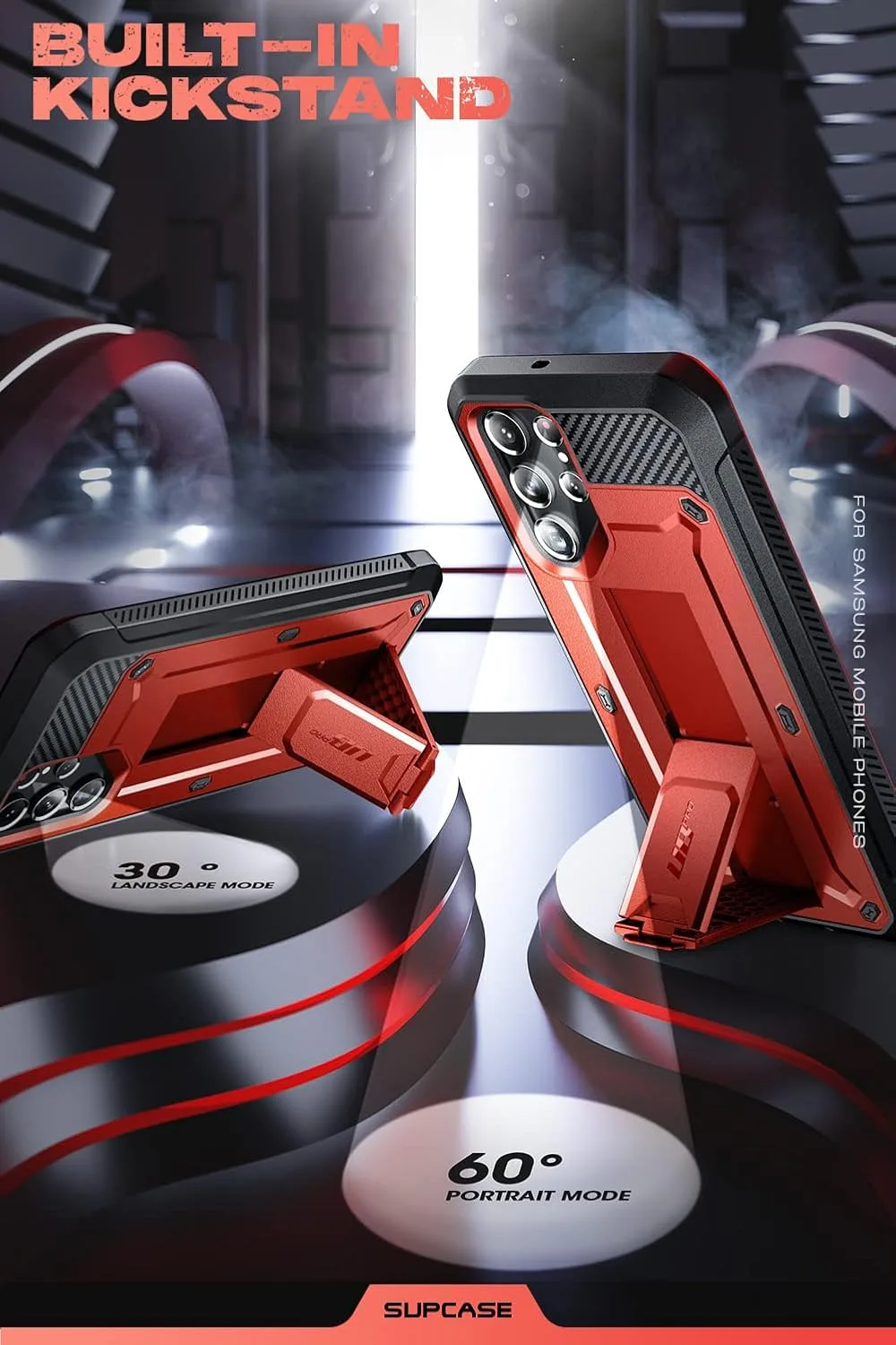 SUPCASE for Samsung Galaxy S22 Ultra Case with Built-in Kickstand, Ruddy