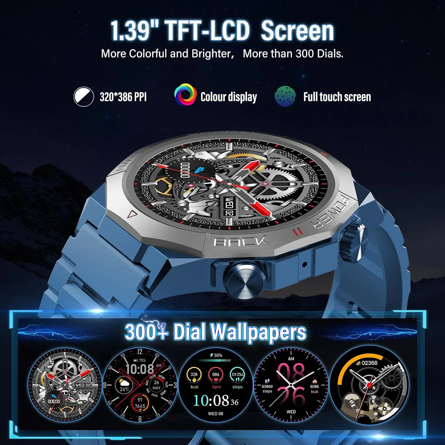 Smart Watch for Men (Answer/Make Calls), Rugged Men's Military Smartwatch, 1.39" HD Fitness Tracker with Heart Rate/Sleep/Step Monitor, 110+ Sport Modes, IP68 Waterproof Activity Tracker Android iOS