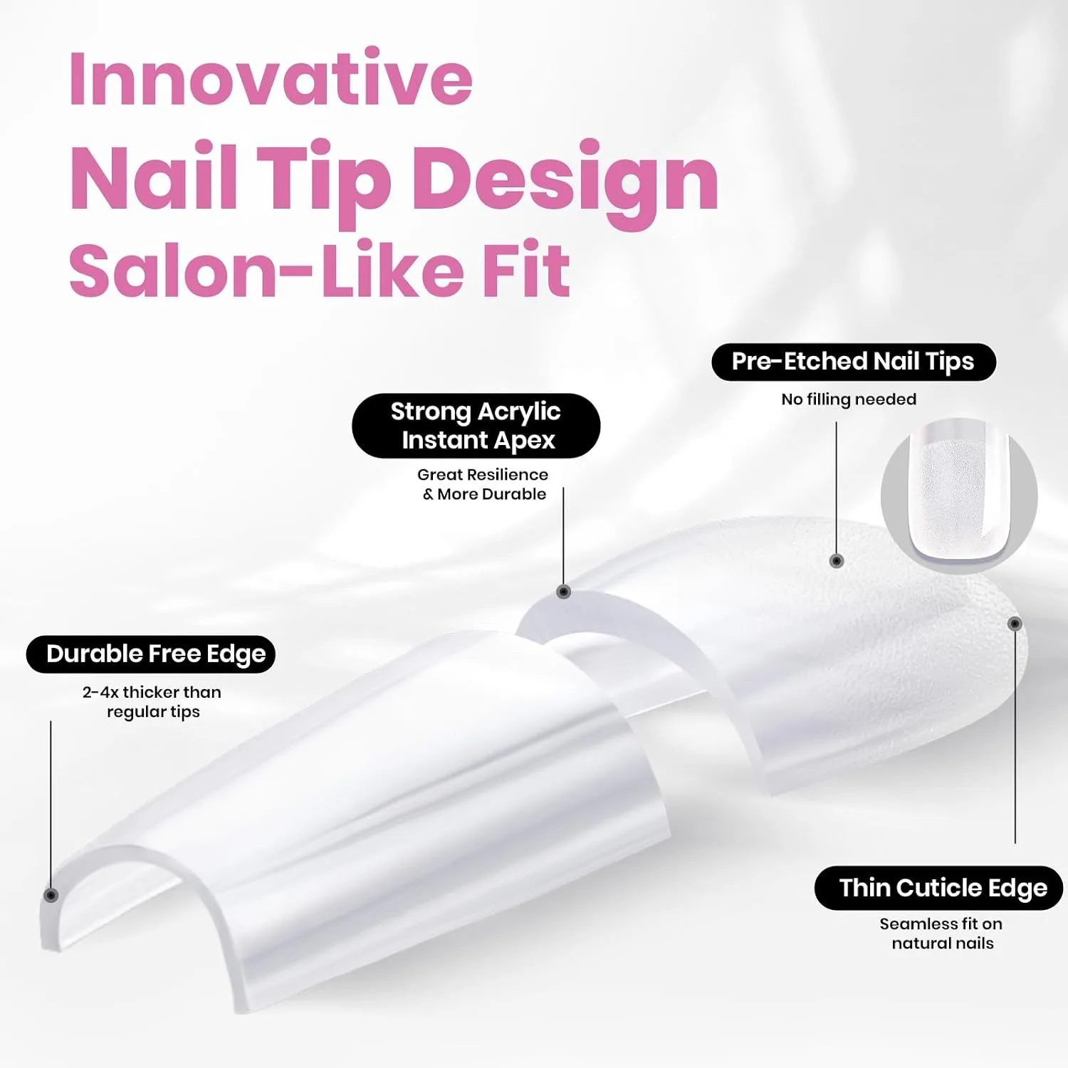 Beetles Tipex Instant Apex Nail Tips Kit, Long Square, 224pcs 16 Sizes