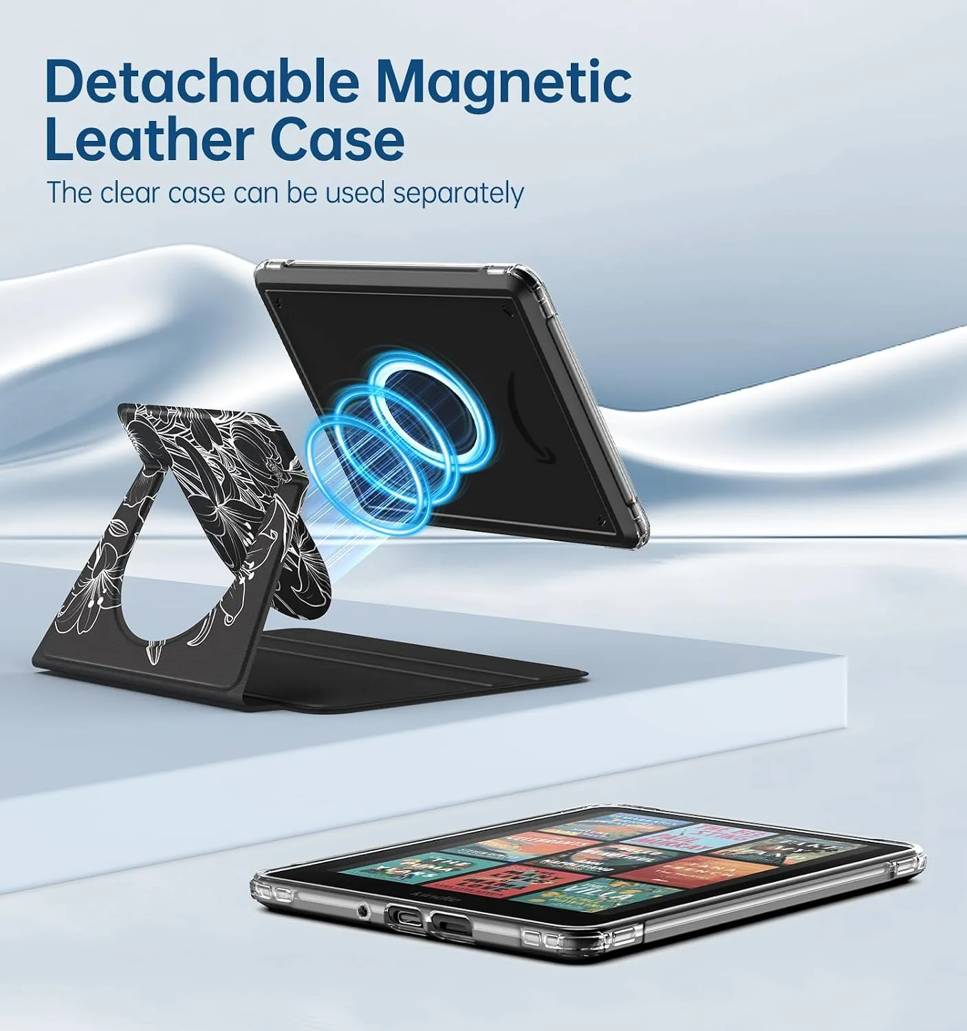 MoKo 360°Rotating Detachable Case for 7" eBook Reader, Line Flower