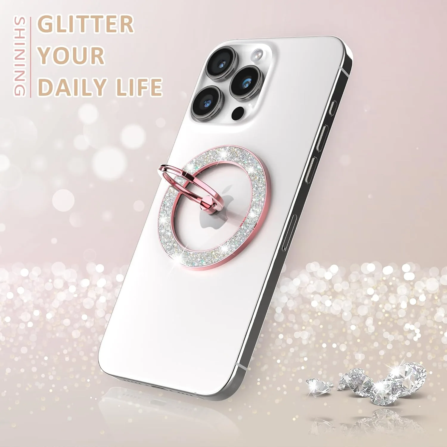 Pikabo Magnetic Phone Ring Holder for MagSafe, Glitter Phone Grip Stand